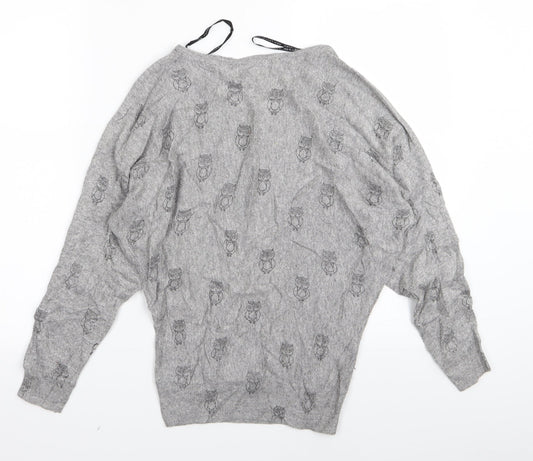 Womens UK Size 8 New Look Grey Basic T-Shirt