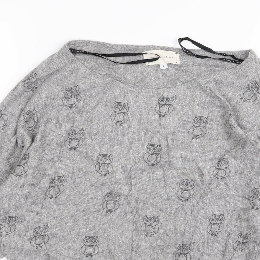 Womens UK Size 8 New Look Grey Basic T-Shirt