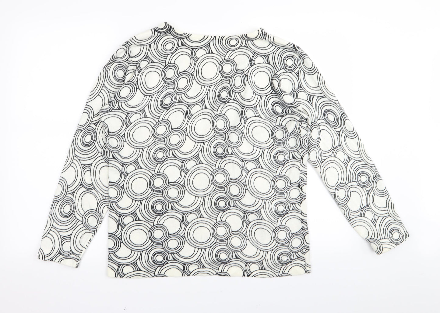 BM Womens White Geometric  Pullover Jumper Size M