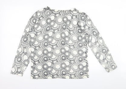 BM Womens White Geometric  Pullover Jumper Size M