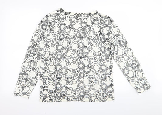 BM Womens White Geometric  Pullover Jumper Size M