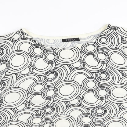 BM Womens White Geometric  Pullover Jumper Size M