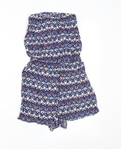 Divided Womens Blue Geometric  Playsuit One-Piece Size 8