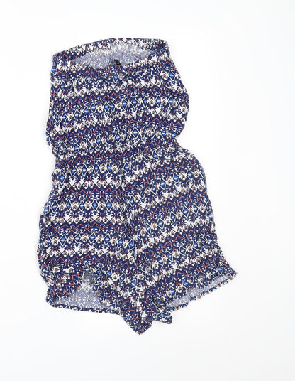 Divided Womens Blue Geometric  Playsuit One-Piece Size 8