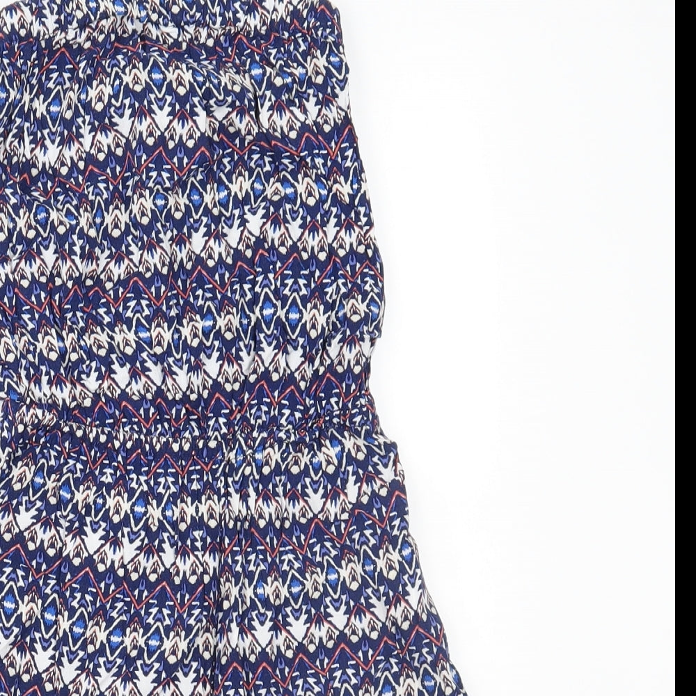 Divided Womens Blue Geometric  Playsuit One-Piece Size 8