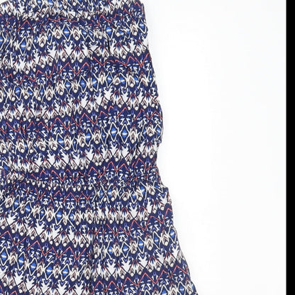 Divided Womens Blue Geometric  Playsuit One-Piece Size 8