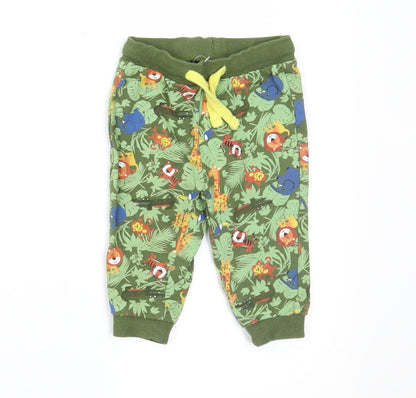 So Cute Boys Green Geometric  Jogger Trousers Size 6-9 Months