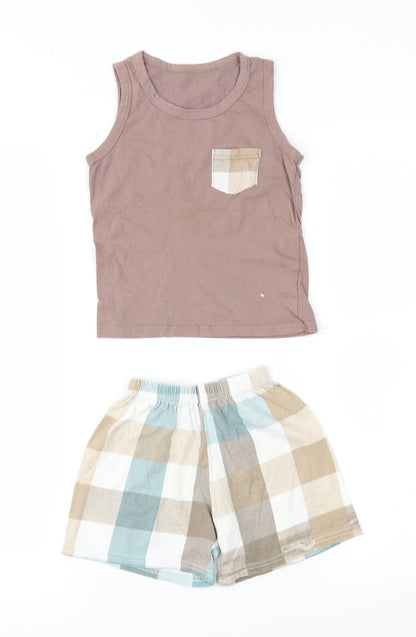 SheIn Boys Brown Check  Shorts Outfit/Set Size 18 Months