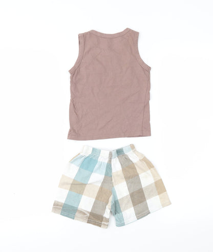 SheIn Boys Brown Check  Shorts Outfit/Set Size 18 Months