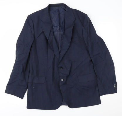 Chesterfield Mens Blue Striped  Jacket Suit Jacket Size 40