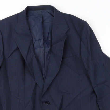 Chesterfield Mens Blue Striped  Jacket Suit Jacket Size 40