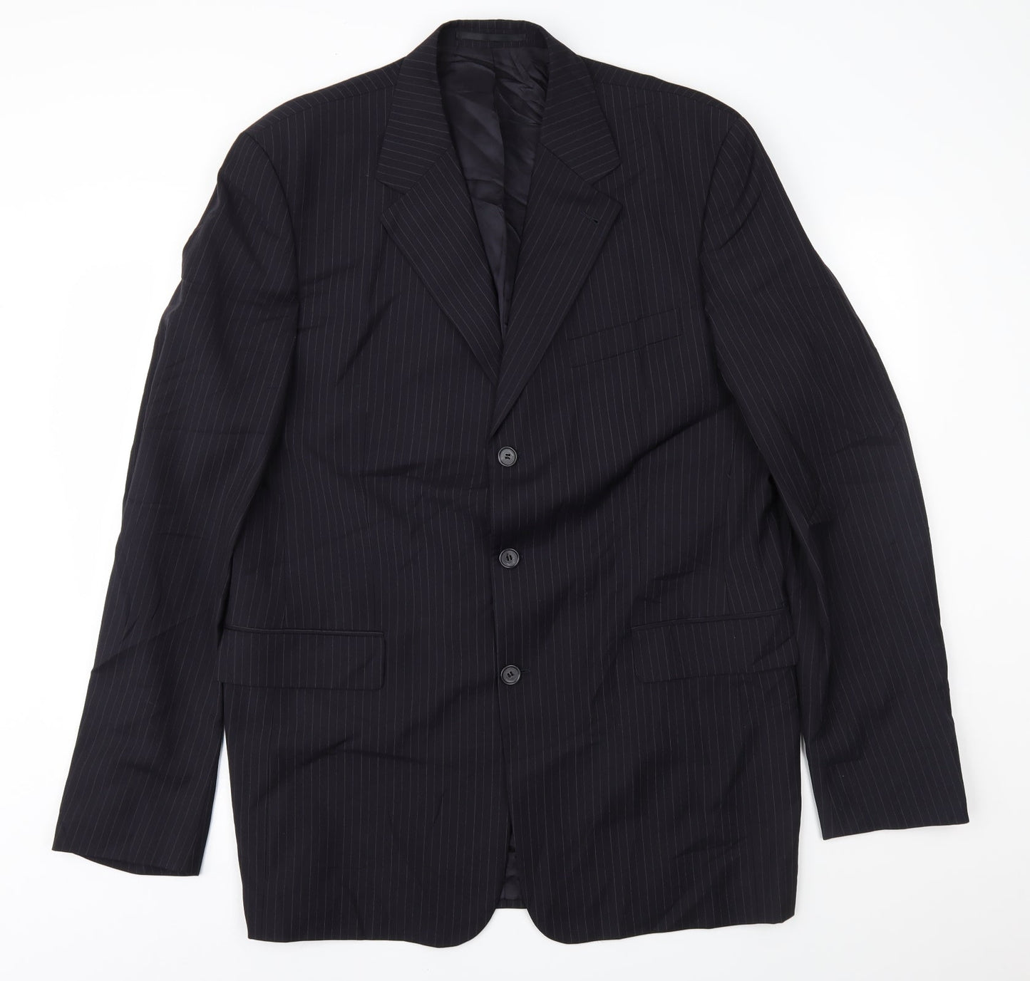 High and Mighty Mens Blue Striped  Jacket Suit Jacket Size 46