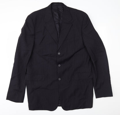High and Mighty Mens Blue Striped  Jacket Suit Jacket Size 46