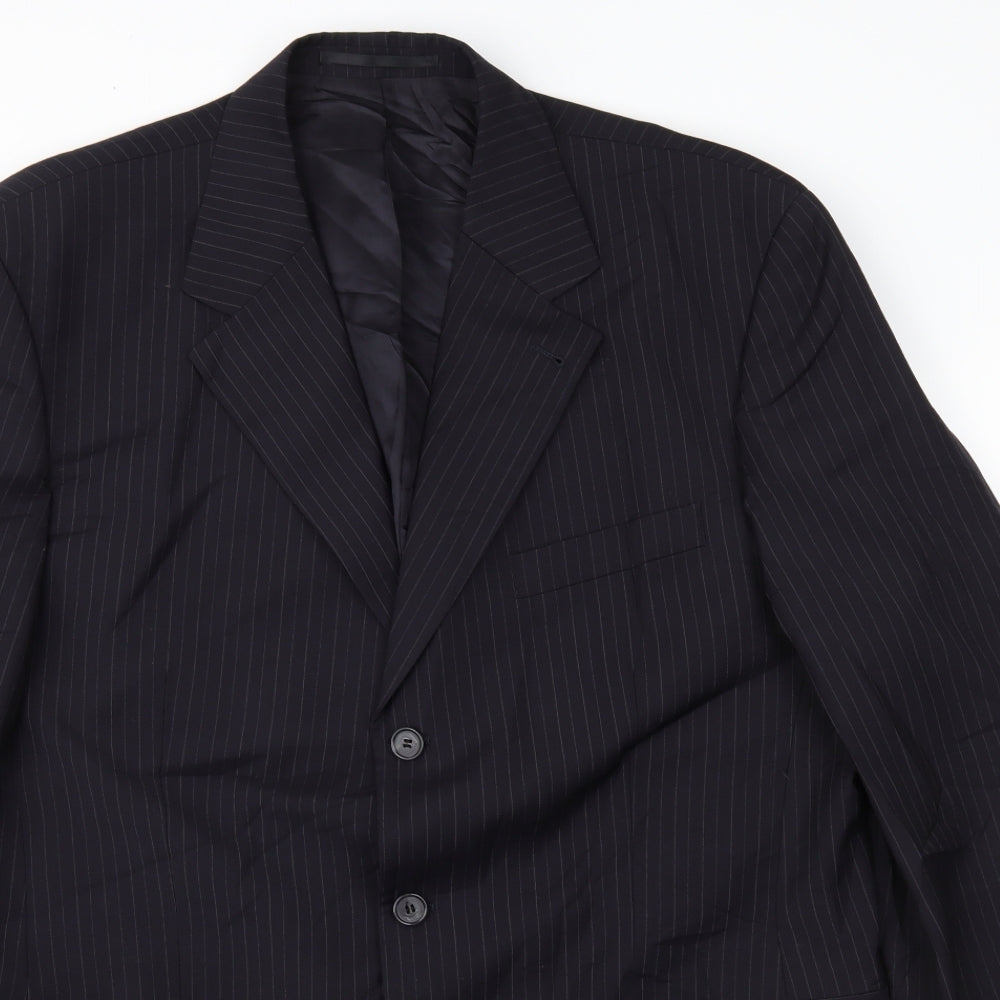 High and Mighty Mens Blue Striped  Jacket Suit Jacket Size 46