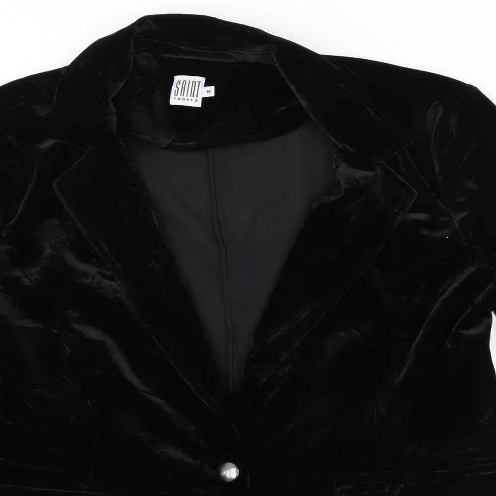 Saint Tropez Clothing Womens Black  Velour Jacket  Size M