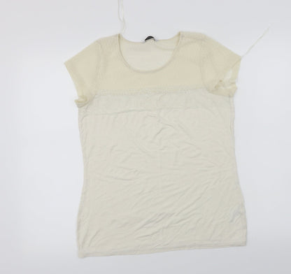 George  Womens Ivory   Basic T-Shirt Size 10