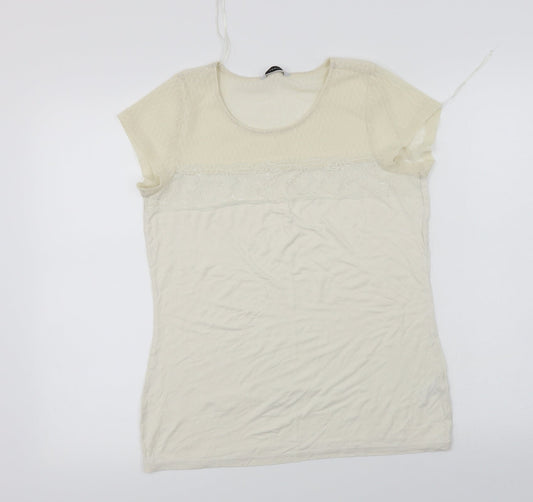 George  Womens Ivory   Basic T-Shirt Size 10
