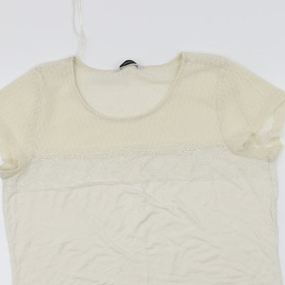 George  Womens Ivory   Basic T-Shirt Size 10