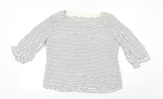 Precis  Womens White Striped  Basic Blouse Size 14