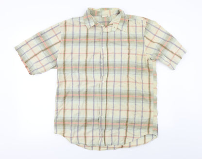 Mens UK Size M Cotton Traders Yellow  Button-Up Short Sleeve Casual Shirt