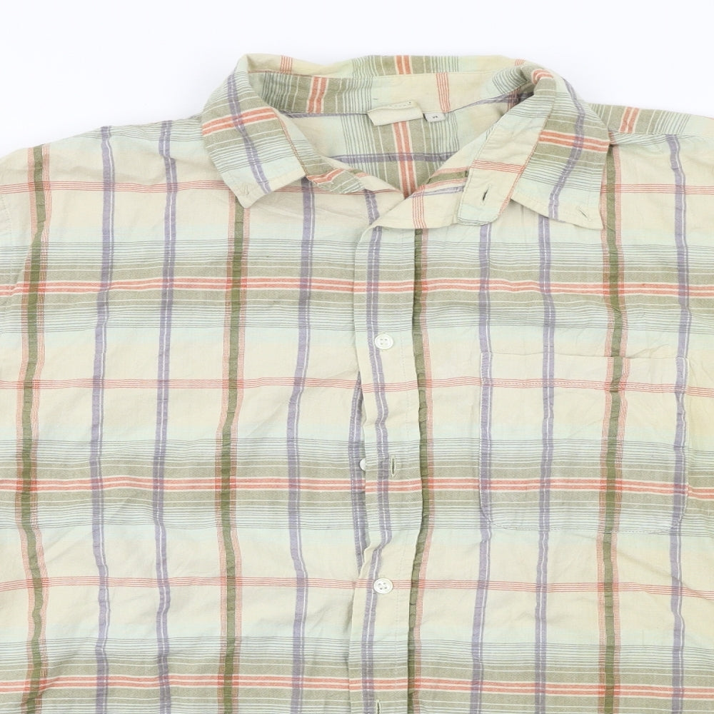 Mens UK Size M Cotton Traders Yellow  Button-Up Short Sleeve Casual Shirt