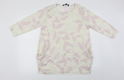 Bonmarché Womens Ivory Floral Pullover Jumper Size 14
