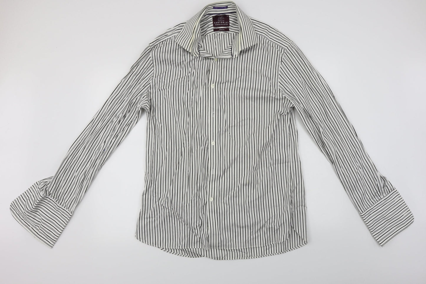 Sartorial  Mens White Striped   Button-Up Size XL