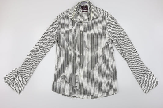 Sartorial  Mens White Striped   Button-Up Size XL