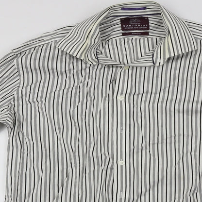Sartorial  Mens White Striped   Button-Up Size XL