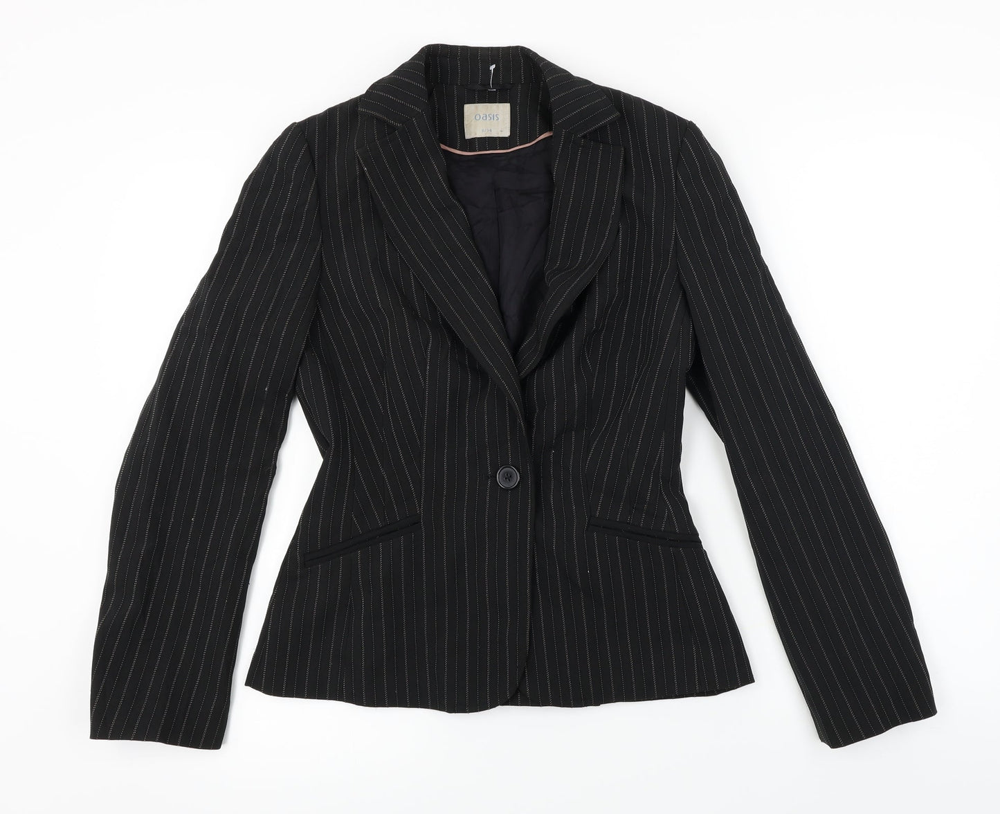 Oasis  Womens Black Striped  Jacket Blazer Size 8