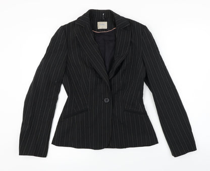 Oasis  Womens Black Striped  Jacket Blazer Size 8