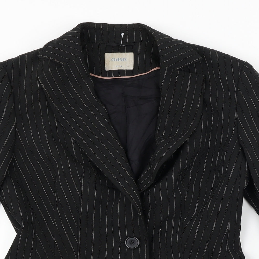 Oasis  Womens Black Striped  Jacket Blazer Size 8