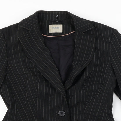 Oasis  Womens Black Striped  Jacket Blazer Size 8
