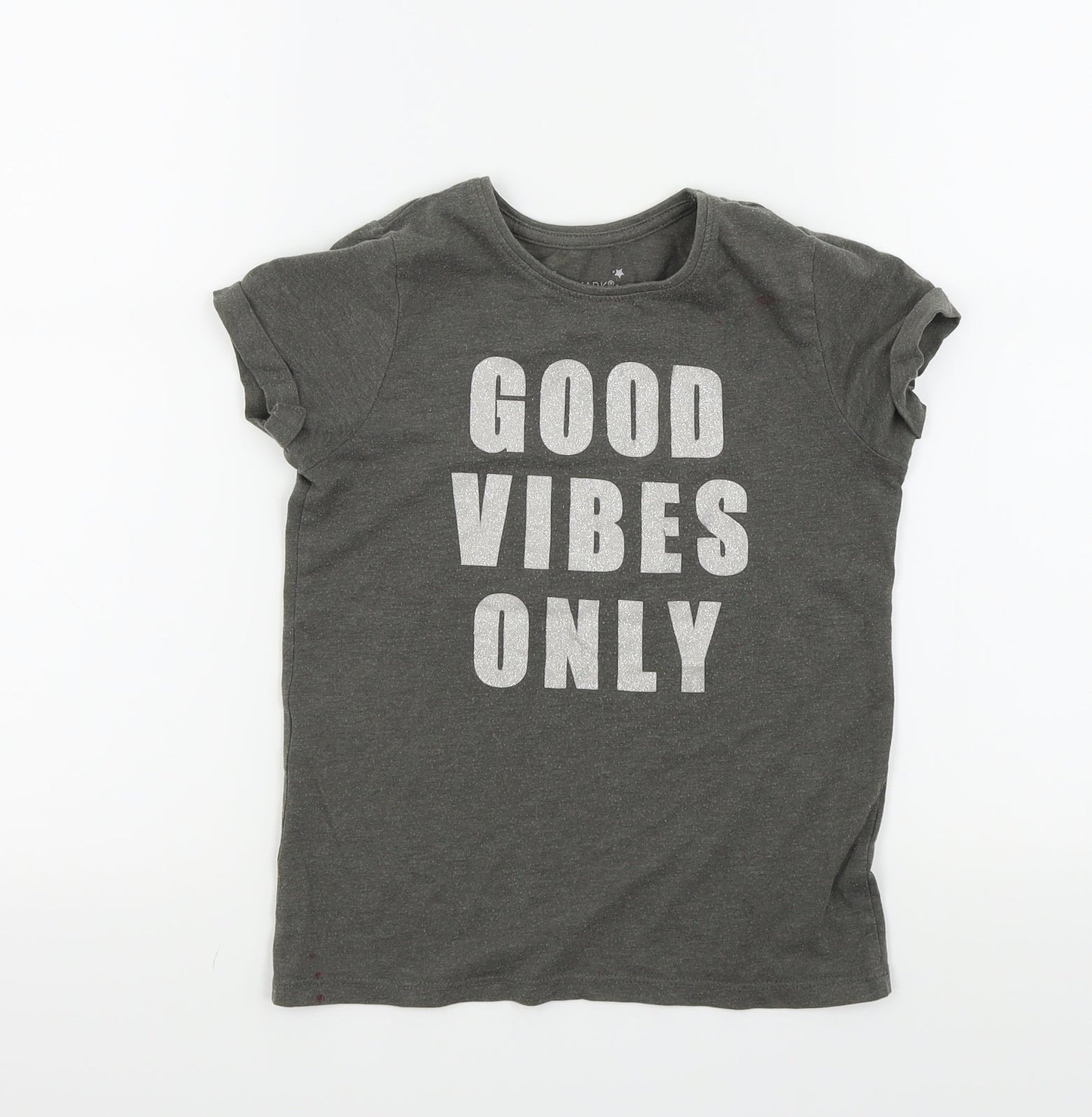 Primark Girls Grey Colourblock  Basic T-Shirt Size 7 Years