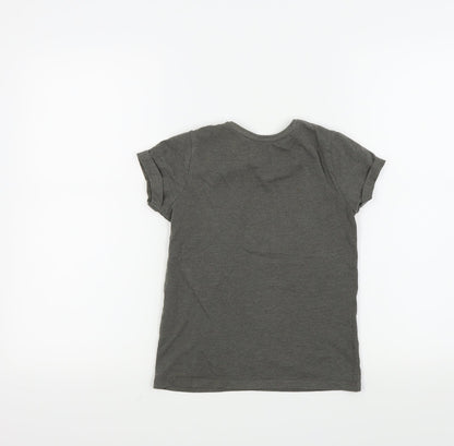 Primark Girls Grey Colourblock  Basic T-Shirt Size 7 Years