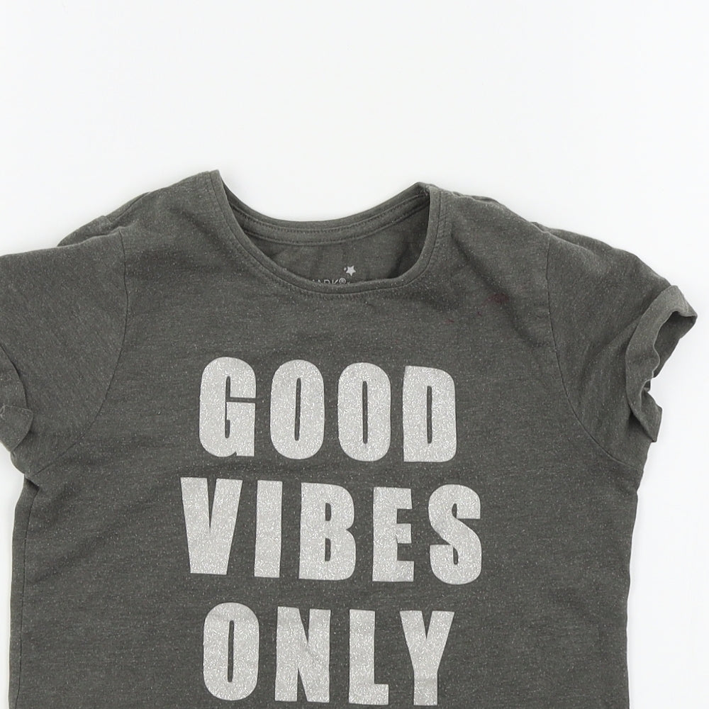 Primark Girls Grey Colourblock  Basic T-Shirt Size 7 Years