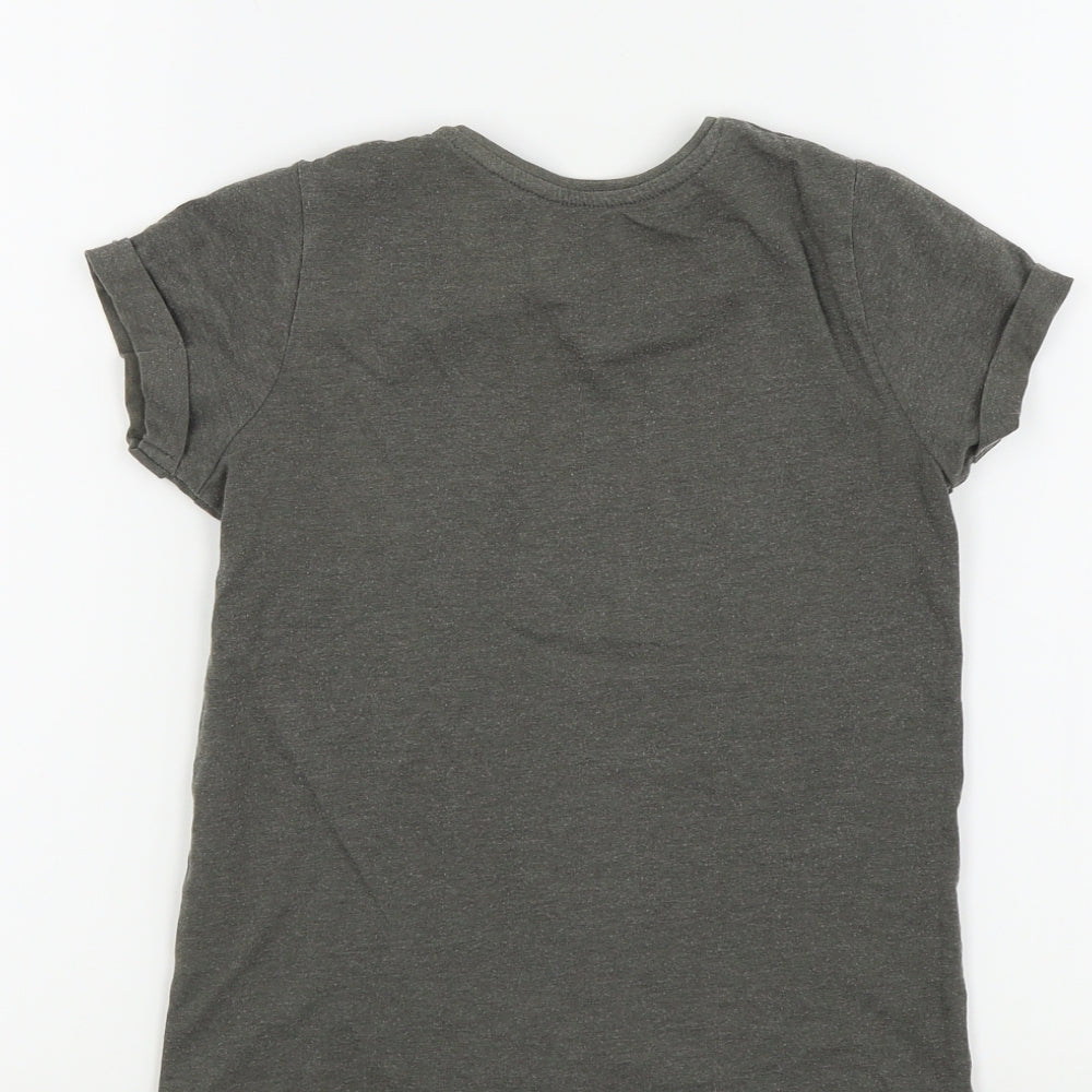 Primark Girls Grey Colourblock  Basic T-Shirt Size 7 Years