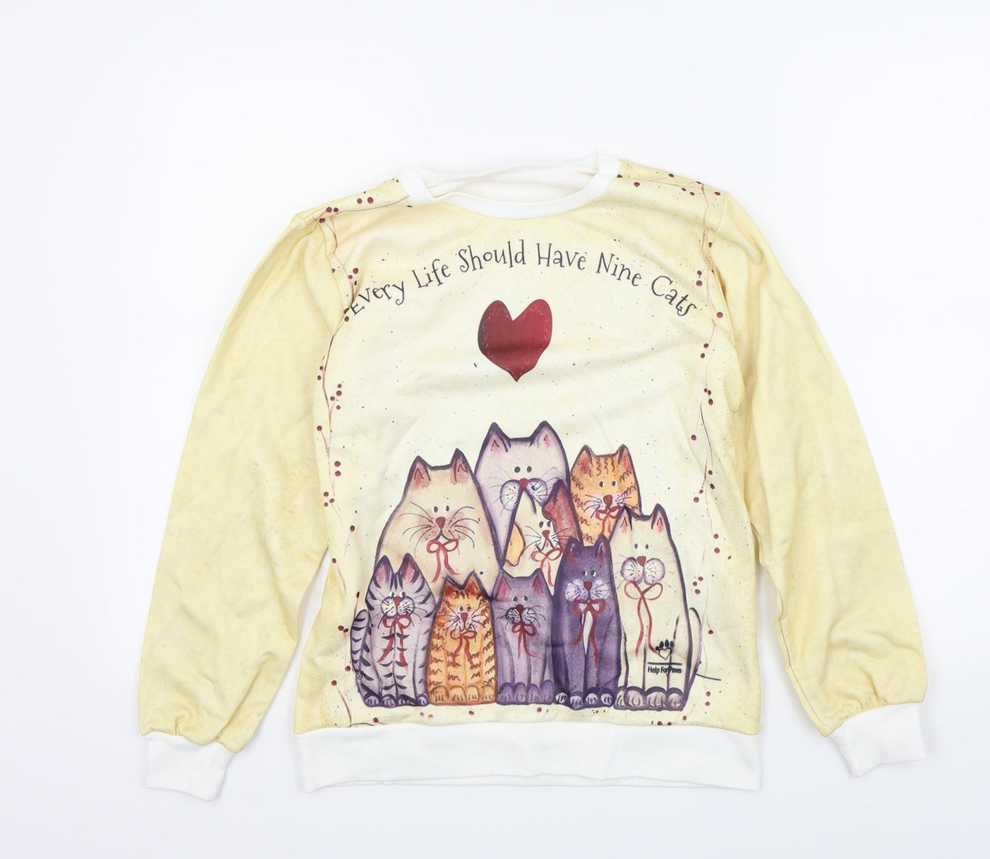 Preworn Girls Yellow   Pullover Jumper Size M  - cats