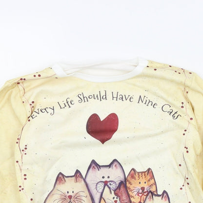 Preworn Girls Yellow   Pullover Jumper Size M  - cats