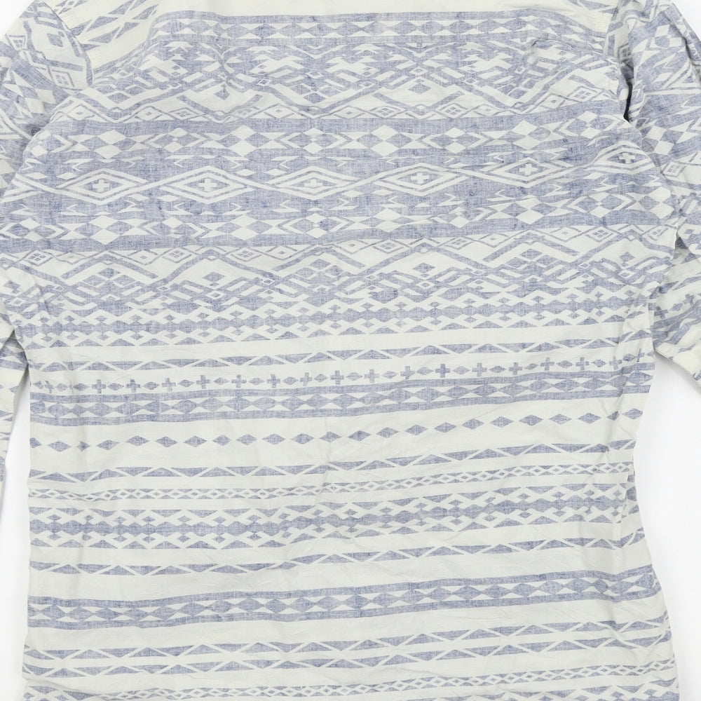 FLY53 Boys Blue Geometric  Basic Button-Up Size M