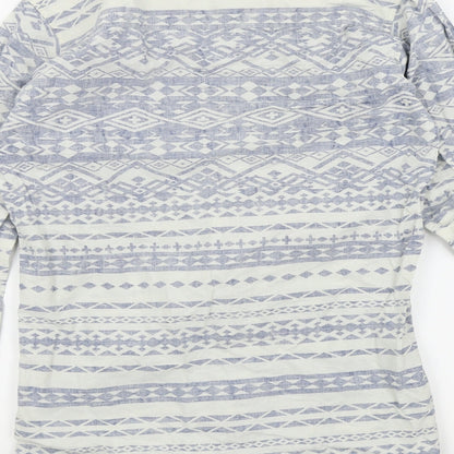 FLY53 Boys Blue Geometric  Basic Button-Up Size M