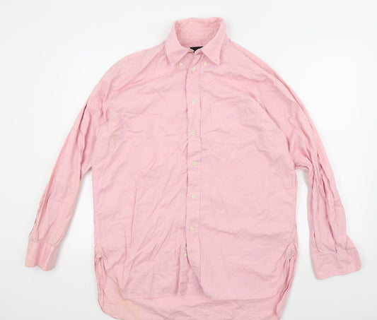 Mens UK Size 16 Liberty Pink  Button-Up Long Sleeve Casual Shirt