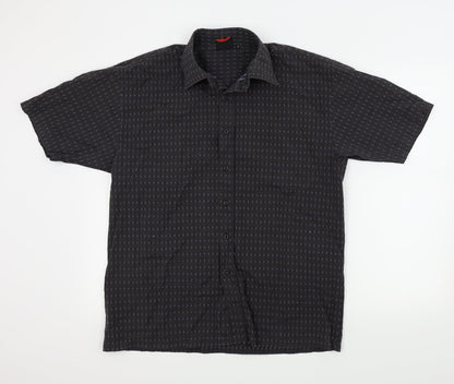 Xplicit Mens Black Geometric   Button-Up Size L