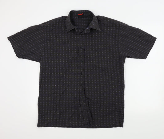 Xplicit Mens Black Geometric   Button-Up Size L