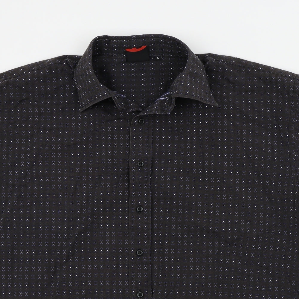 Xplicit Mens Black Geometric   Button-Up Size L