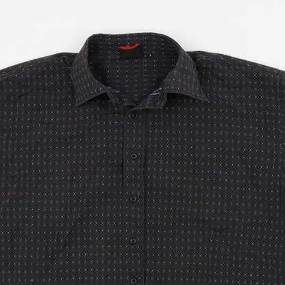 Xplicit Mens Black Geometric   Button-Up Size L