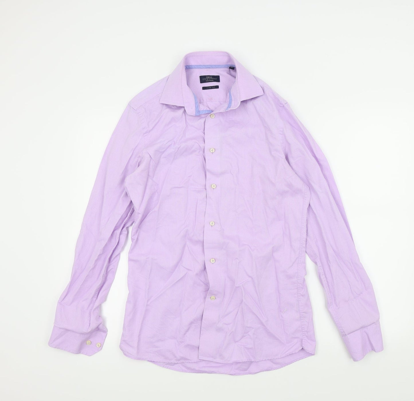 Mens UK Size 15 NEXT Purple  Button-Up Long Sleeve Casual Shirt