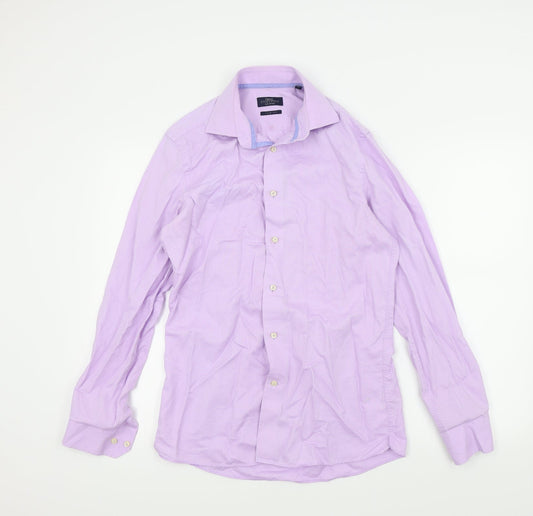 Mens UK Size 15 NEXT Purple  Button-Up Long Sleeve Casual Shirt