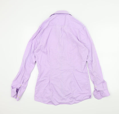 Mens UK Size 15 NEXT Purple  Button-Up Long Sleeve Casual Shirt