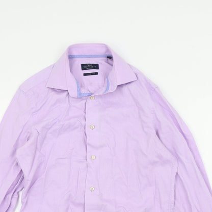 Mens UK Size 15 NEXT Purple  Button-Up Long Sleeve Casual Shirt